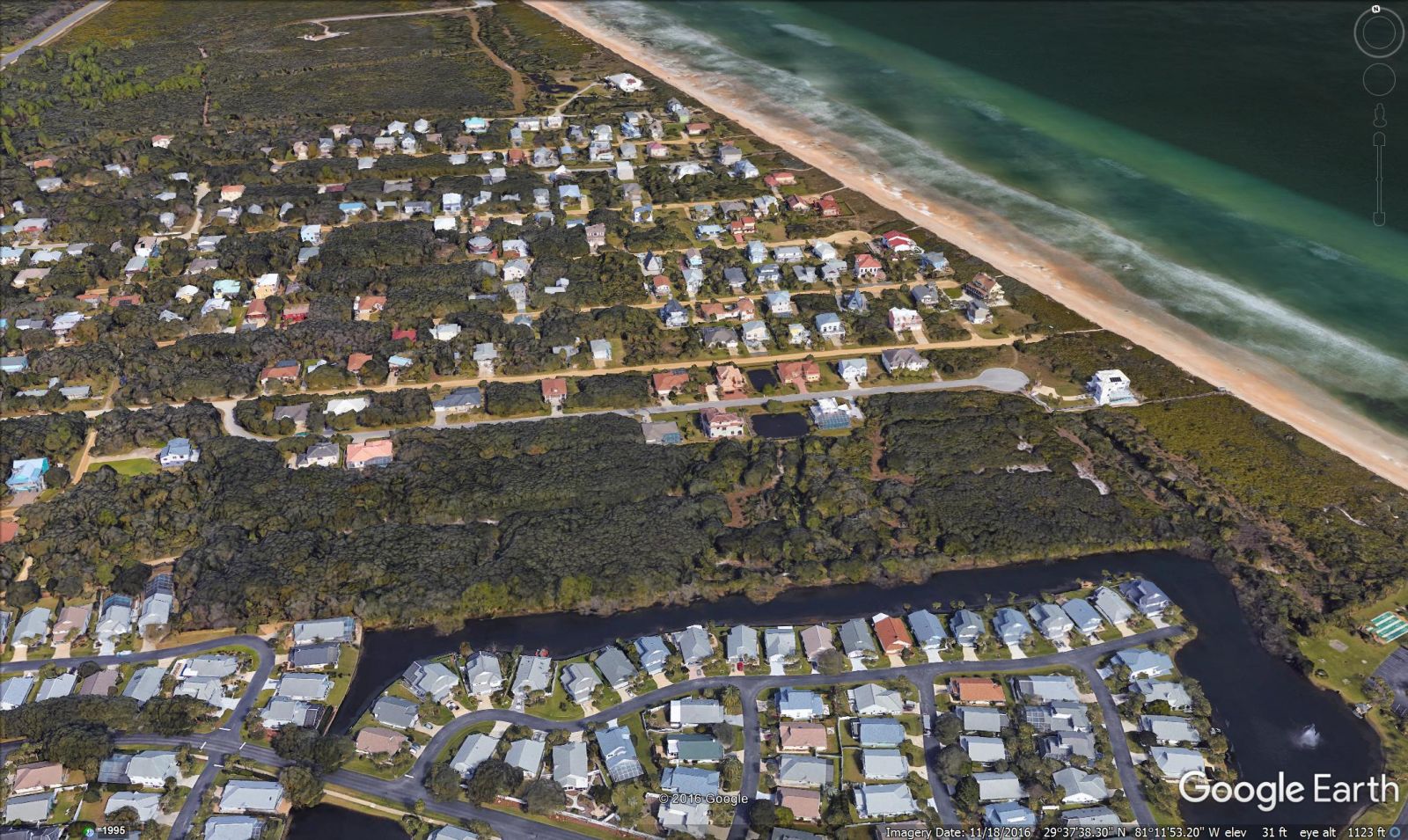 Bay Drive Park site in Flagler County, FL - Google Earth